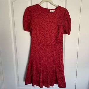 Unique Vintage Red Jacquard Dress
